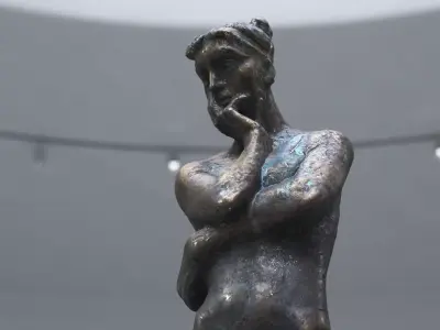 Bronze Woman Swimmer Sculpture Low-poly 3D model