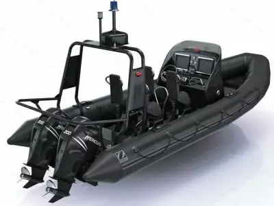 High-Performance Inflatable Boat Military-Grade Vessel Outboards Low-poly 3D model