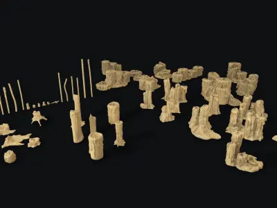 Large Candles Collection Low-poly 3D model