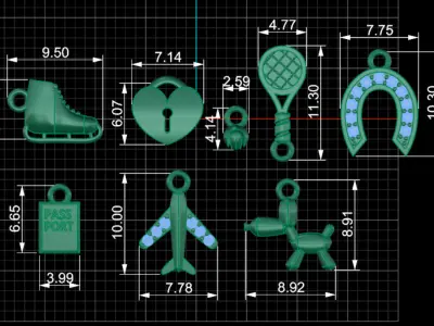 8 Bracelet or necklace pendants Free 3D print model