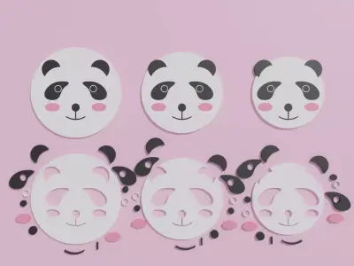 Cartoon Cute Panda Head Puzzle 3D model