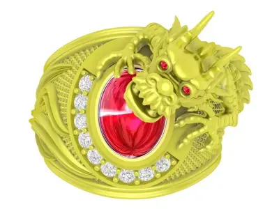 Luxury Dragon Ring 3D Jewelry Model 4078 3D print model