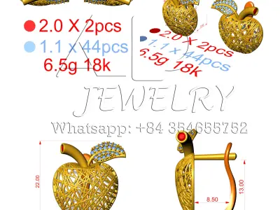 Earing 3D model apple 3D model