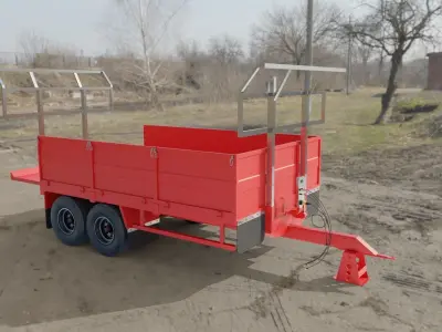 6 Agricultural Trailer Low-poly 3D model