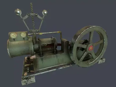 Steam Engine Low-poly 3D model