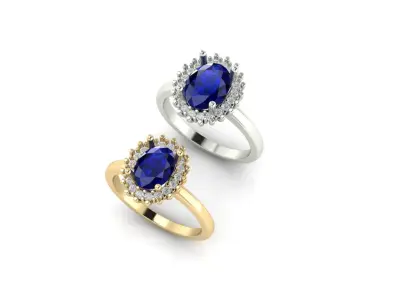 8x6 oval 9x7 oval cluster Engagement Ring 3D print model