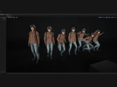 Woman in Winter Outfit 3 - Modular - Rigged Low-poly 3D model