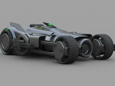 Bat mobile concept   rigged vehicle 3D model