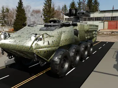 M1134 Armored Vehicle Pack Damaged and Clean Versions Game Ready Low-poly 3D model