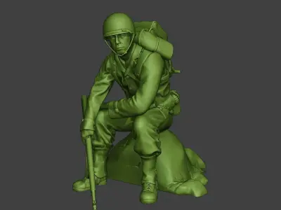 American soldier ww2 sit A10 3D print model