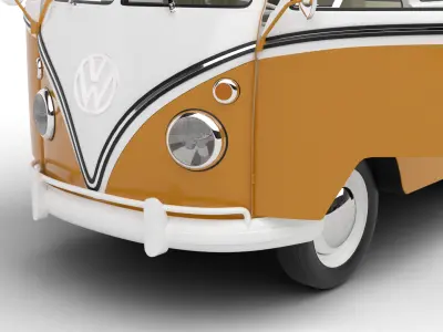 Volkswagen T1 Samba Bus 1950 HQ 3d model 3D model