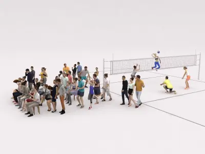 40x  Crowds Scanned Sports  Summer Casual  Sitting People  Low-poly 3D model