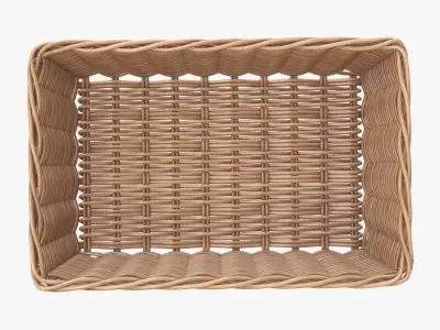 Wicker basket rectangular 01 light brown 3D model