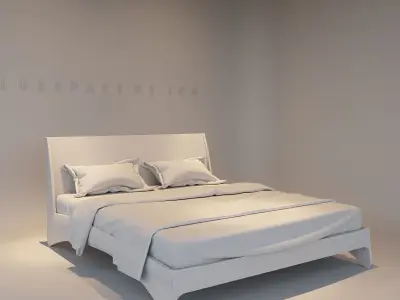 Walnut bed 01 Low-poly 3D model