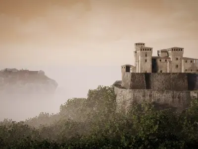 Low poly Castle Castello di Torrechiara Low-poly 3D model