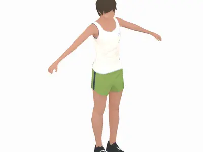 Plank Up  Exercise Woman Animation Low-poly 3D model
