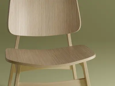 Modern Wooden Seamless Chair -  Designer Chair 001 3D model