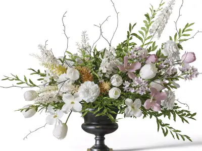 Flower Set 058 Tulips carnation delphimium astilbe 3D model