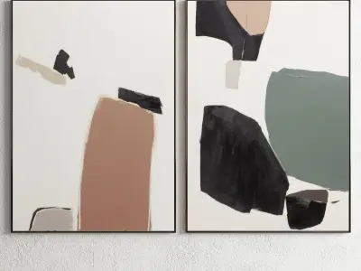 Plaster Two Photo Frame E-30 Low-poly 3D model