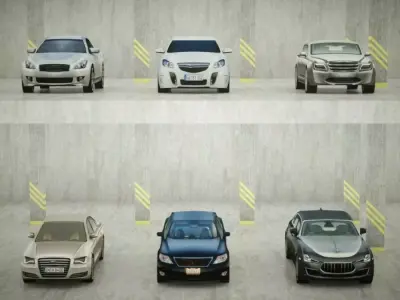 6 Low Poly luxury sport sedans Low-poly 3D model