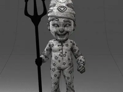 000295 3D Cartoon Character Boy with Trident 1013 3dp 3D print model