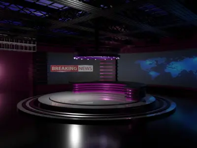 TV Studio News Low-poly 3D model