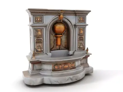 Ornate Fountain Sculpture model pack Low-poly 3D model