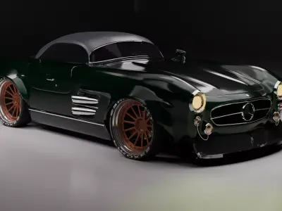 3d Model of Mercedes benz restomod newer Gullwing SL 300 Low-poly 3D model