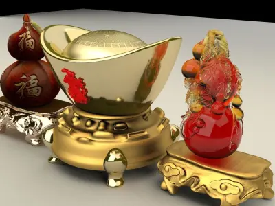 Chinese gold Ingot   3D model