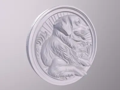 Golden Retriever 1 basrelief for 3D printing 3D print model