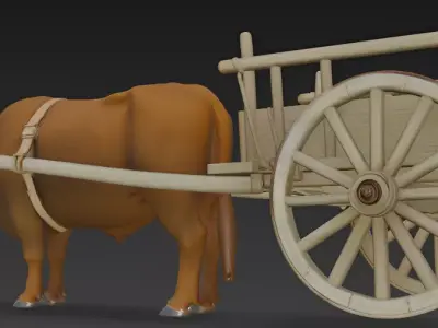 Bullock Cart Ox Cart 3d Model 3D model
