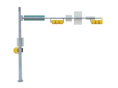 Street Light with Traffic 08 Low-poly 3D model