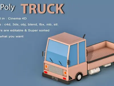 Cartoon Truck Low-poly 3D model