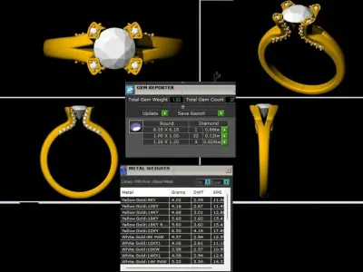 Solitaire Round Diamond ring for engagement  3D print model