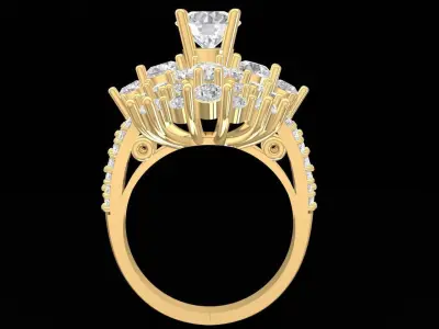 Luxury Cluster Baguette and Round Diamond Ring for Women 2644 3D print model