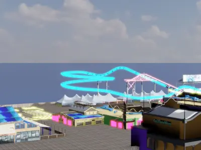 LA Beach Pacific Park Low Polly 3D Modal  Free 3D model