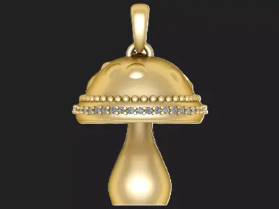 GOLD AND DIAMOND MASHOOM  PENDANT 3D PRINTABLE MODLE  3D print model