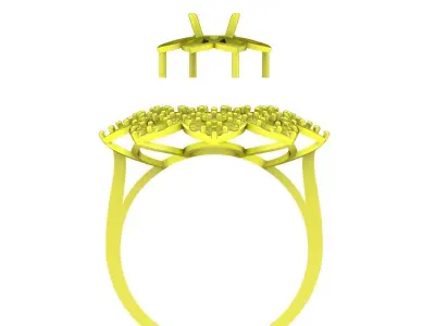 Luxury Floral Halo Diamond Gemstone Ring 3D Model  4427 3D print model