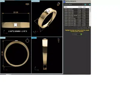 Band 3dm Render Details gold wedding ring with diamond 3D print model