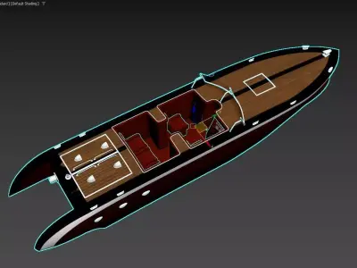 Vintage Wooden Hydroplane Racing Boat 3D model 3D model