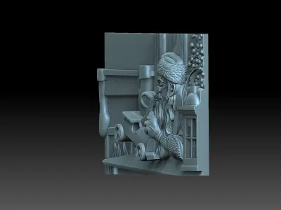 Santa Claus with a car 3D print model