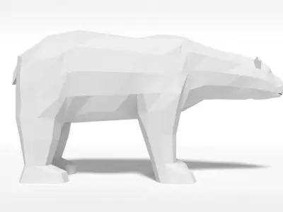 Low Poly Cartoon Polar Bear Low-poly 3D model