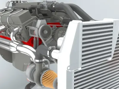 V8 Engine With Transmission 3D model
