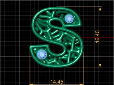 SIMPLE ALPHABET S PENDANT 3D PRINTABLE MODEL  3D print model