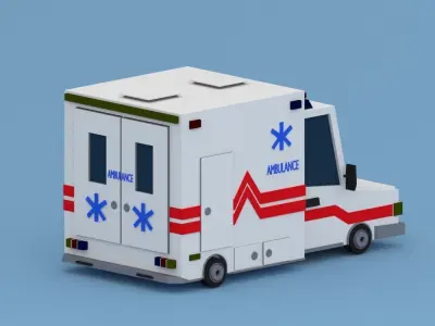  Cartoon Ambulance Low-poly 3D model