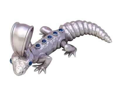 Luxury Lizard Charm Pendant with Gemstone Spine 3D print model