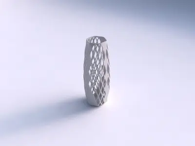 Vase squeezed hexagon with diagonal grid lattice 3 3D print model