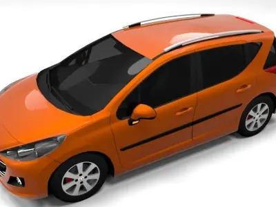 PEUGEOT 207 SW FACELIFT LOWPOLY Low-poly 3D model