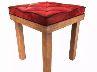 Stool red velvet 3D model