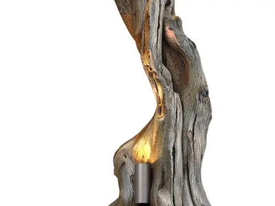 Tall floor lamp made of natural wood in Scandinavian style 3D model